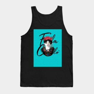 Acqua TXB back Cat Frida Cathlo version of - Frida Kahlo Tank Top